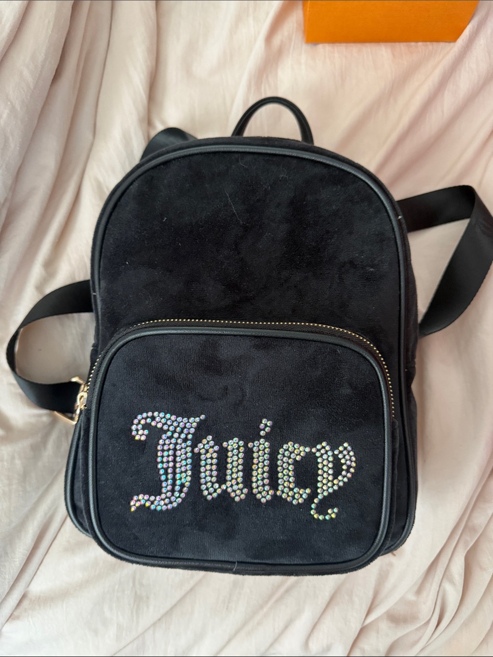 Juicy Couture Black Crystal 'Juicy' Logo Mini Backpack
